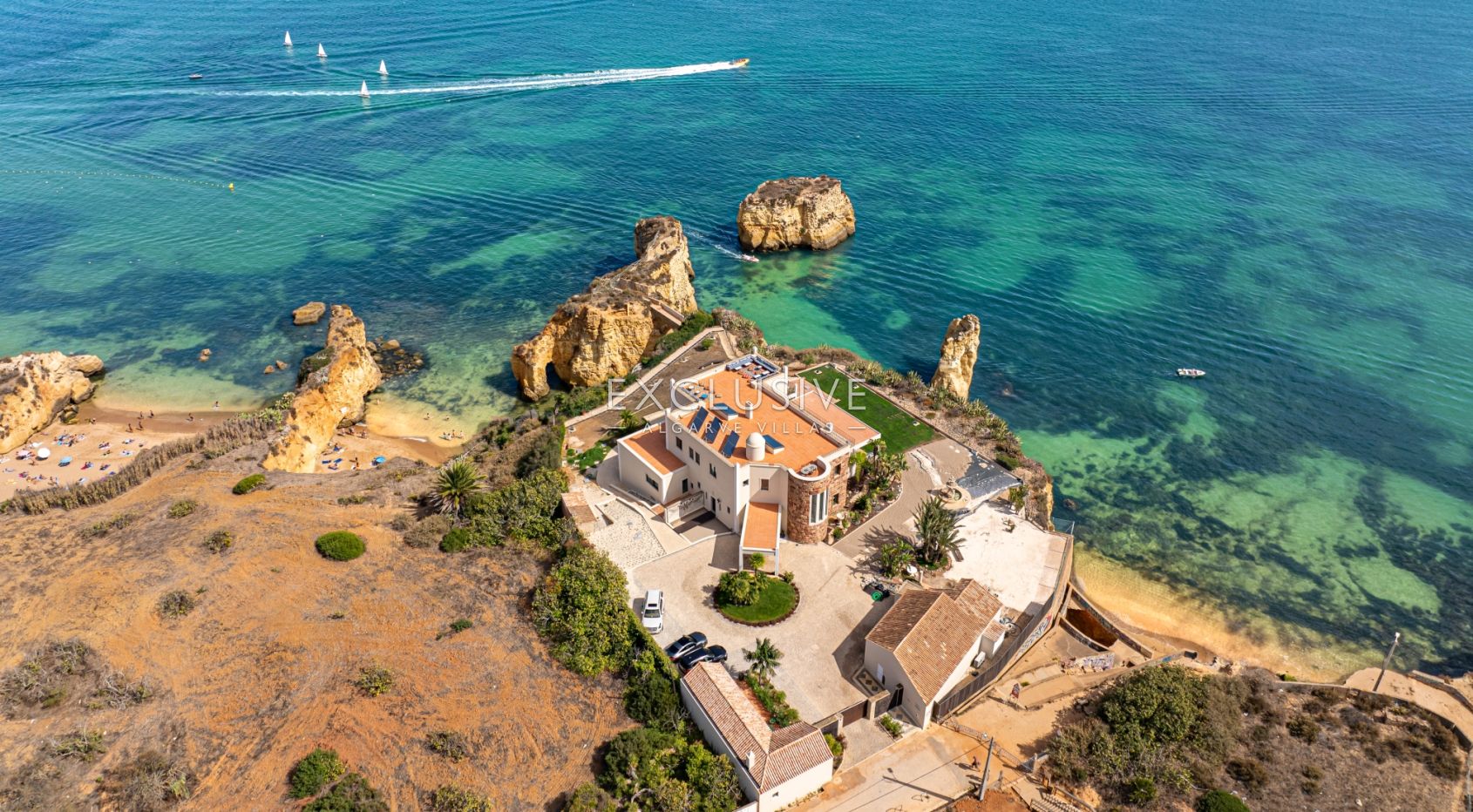 Ocean front 8 bed villa with private island in Lagos, Algarve, Portugal