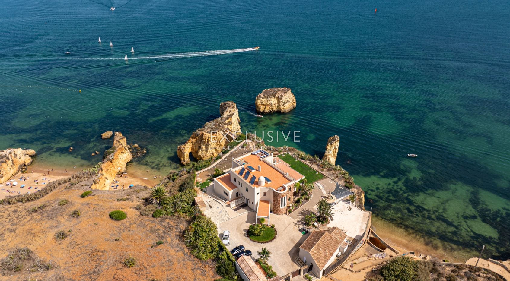 Ocean front 8 bed villa with private island in Lagos, Algarve, Portugal