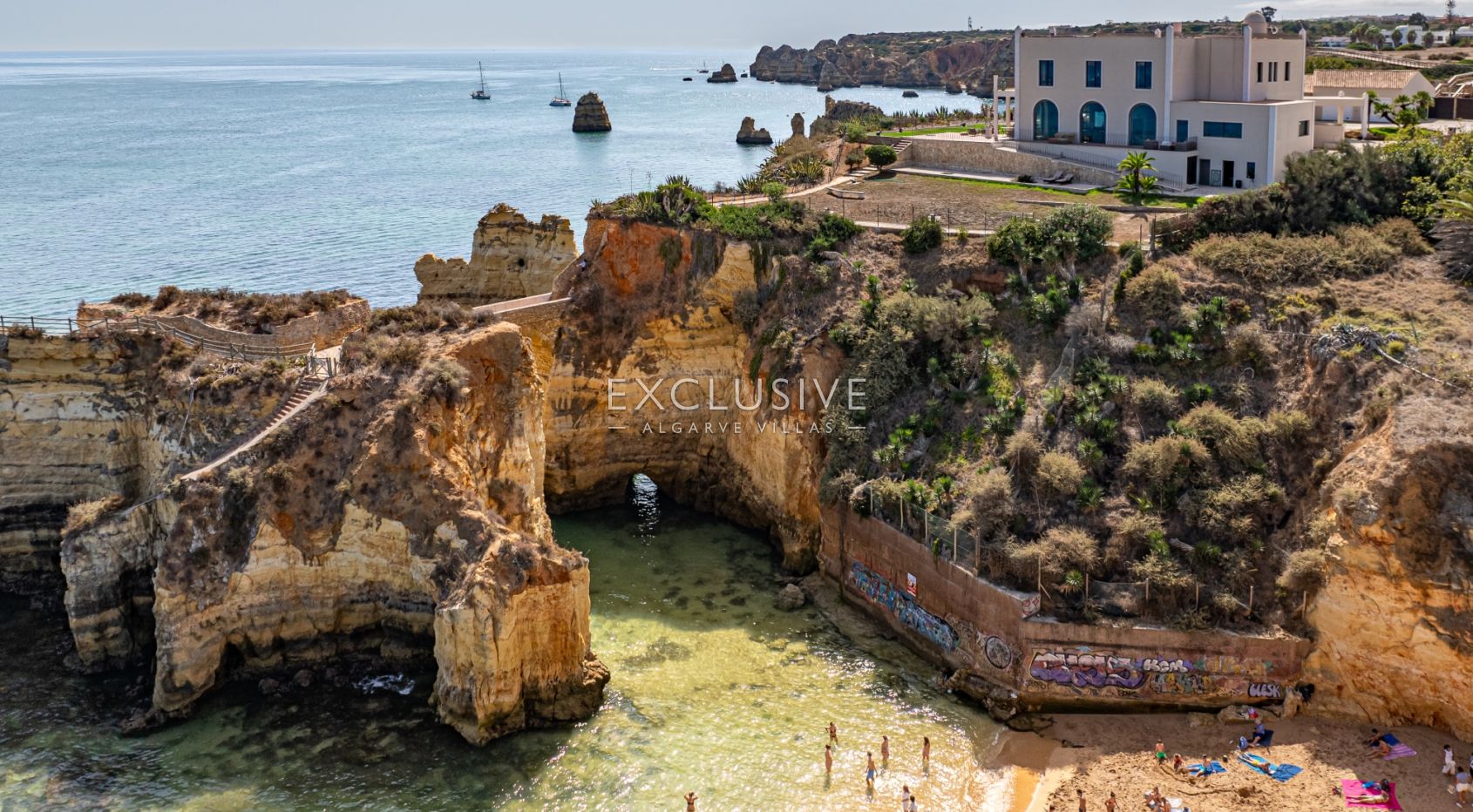 Ocean front 8 bed villa with private island in Lagos, Algarve, Portugal