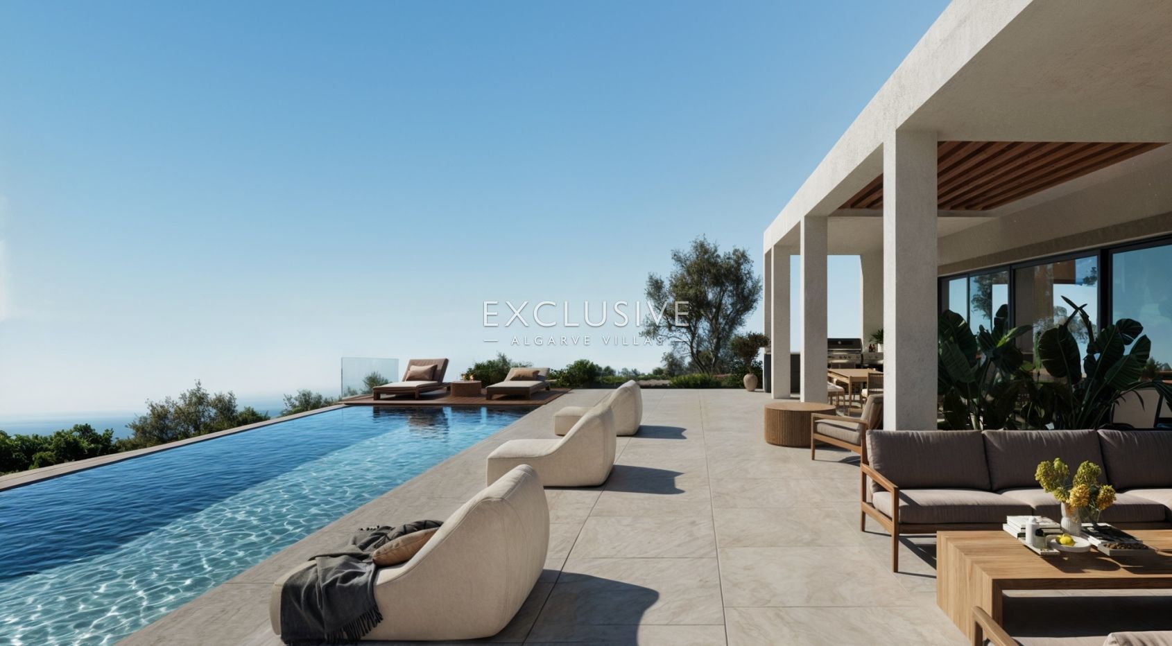 New build 3 bedrooms villa with pool and coastal views near Loule, Algarve